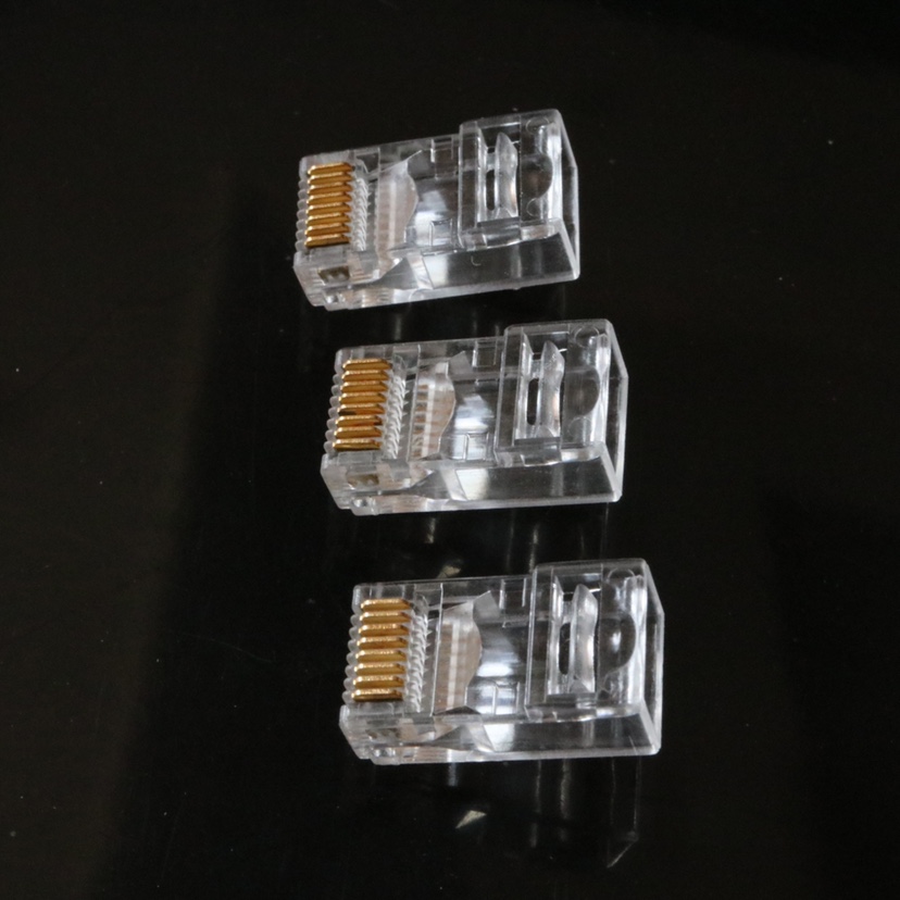 超五类超六类通孔水晶头 RJ45网络网线连接器UTP单排穿孔水晶头